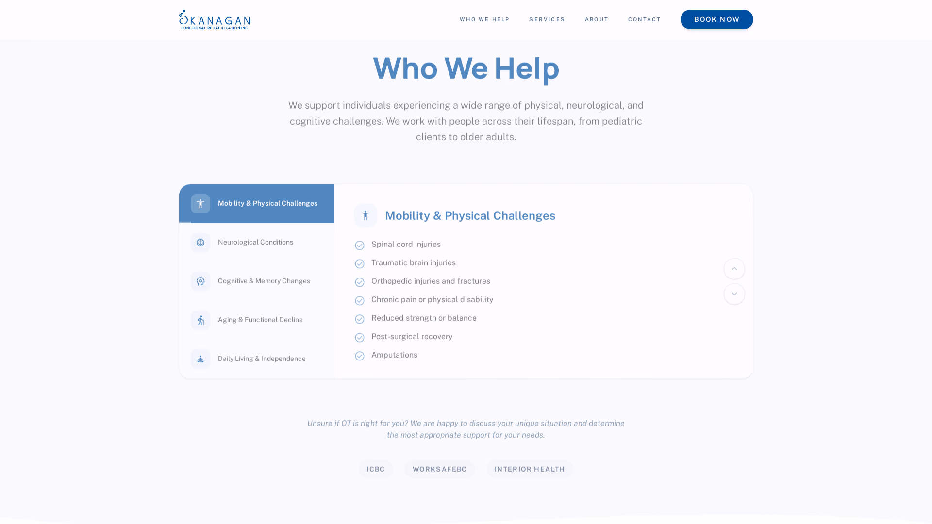 Okanagan Functional Rehabilitation who-we-help section (desktop)